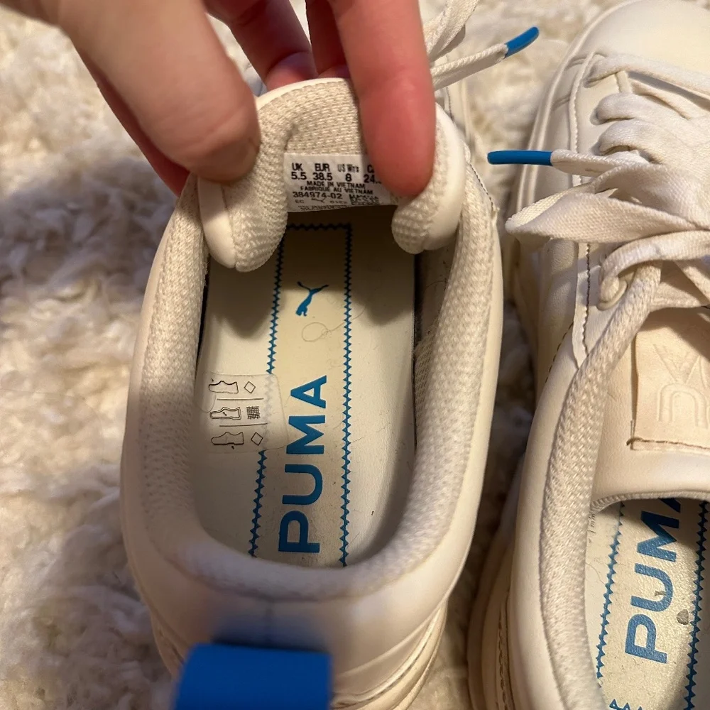 Puma White Platform Sneakers with Blue Accents - Picture 2 of 6